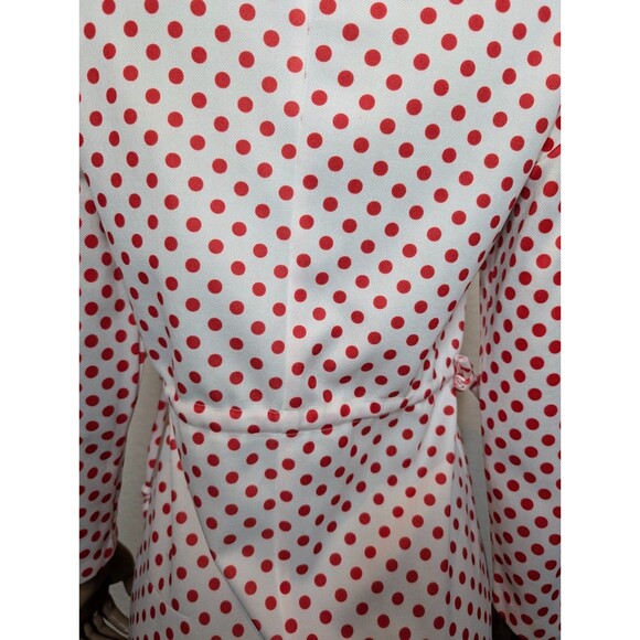 Vintage 70s Womens Red White Polka Dot Dress Tie Cinch Waist Sears - Picture 5 of 9